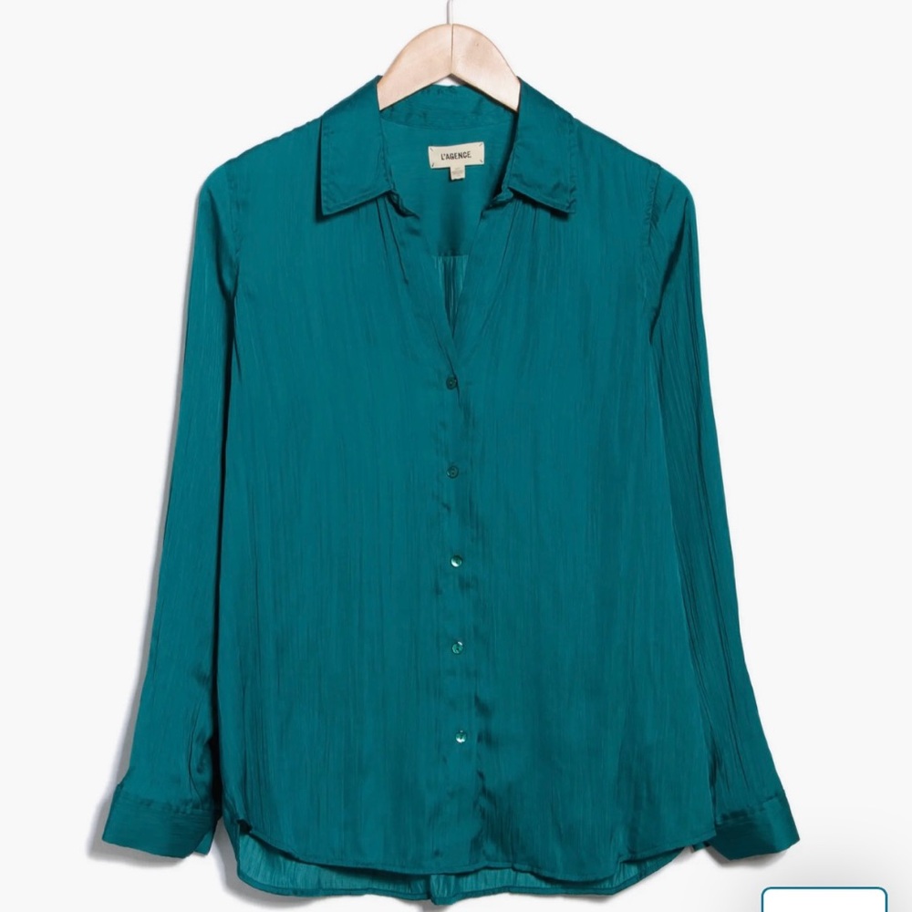 NWT L'AGENCE Nina Crinkle Satin Shirt